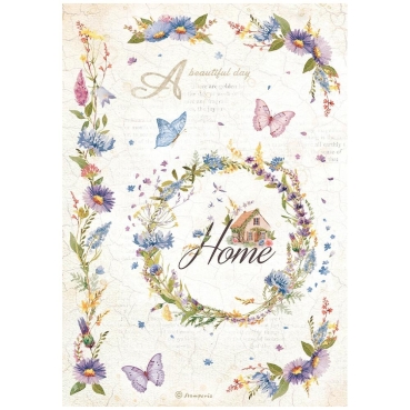 Stamperia Rice Paper A4 Create Happiness Welcome Home Garland