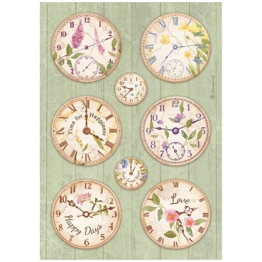 Stamperia Rice Paper A4 Create Happiness Welcome Home Clocks