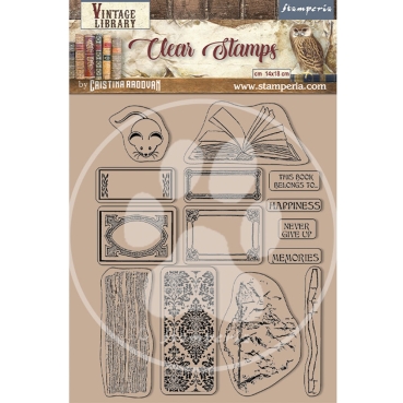 Stamperia Clear Stamps Transparente Stempel Vintage Library Labels