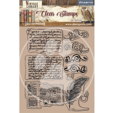 Stamperia Clear Stamps Transparente Stempel Vintage Library Calligraphy