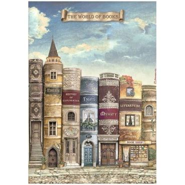 Stamperia Rice Paper Reispapier A4 Vintage Library The World of Book