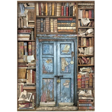 Preview: Stamperia Rice Paper Reispapier A4 Vintage Library Set mit 6 Papieren