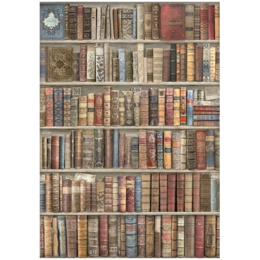 Stamperia Rice Paper Reispapier A4 Vintage Library Bookcase