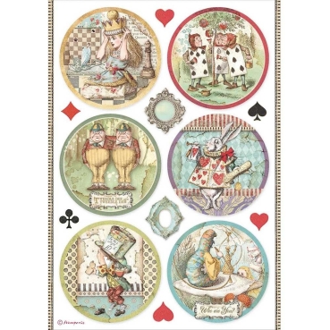 Preview: Stamperia Rice Paper Reispapier A4 Alice Set mit 6 Papieren