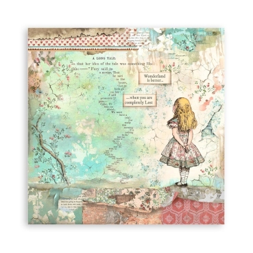 Preview: Stamperia 12 x 12 Inch Fabric Sheets Stoffteile Vintage Library