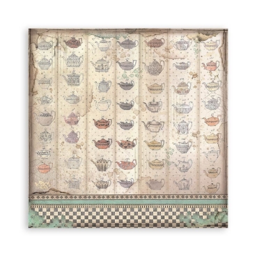 Preview: Stamperia 12 x 12 Inch Fabric Sheets Stoffteile Vintage Library