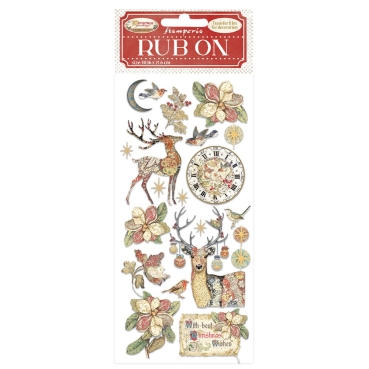 Stamperia Rub-On 10,16 x 21,6 cm Christmas Greetings Deer