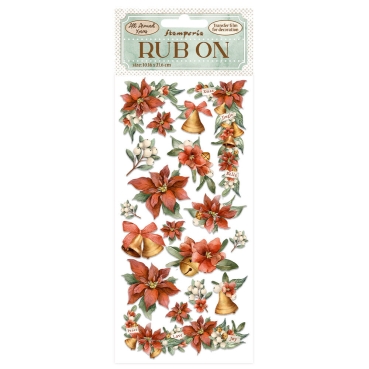 Stamperia Rub-On 10,16 x 21,6 cm All Around Christmas Poinsetta and Bells