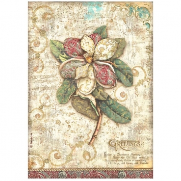 Stamperia Rice Paper Reispapier A4 Christmas Greetings Flower