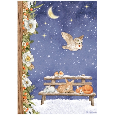 Stamperia Rice Paper Reispapier A4 Winter Valley Sweet Night