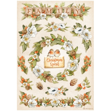 Stamperia Rice Paper Reispapier A4 Winter Valley Garlands