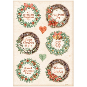 Stamperia Rice Paper Reispapier A4 All Around Christmas 6 Garlands
