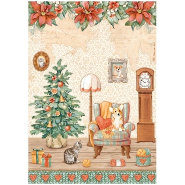 Stamperia Rice Paper Reispapier A4 All Around Christmas Sweet Room