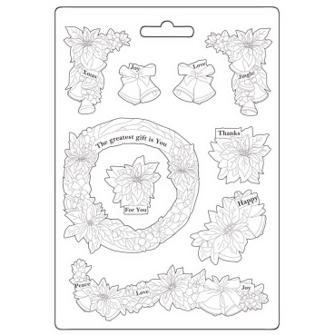 Stamperia Mixed Media Soft Mould A5 Christmas Poinsettas and Garlands