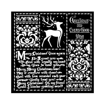Stamperia Mixed Media Thick Stencil Schablone 18 x 18 cm Christmas Letters