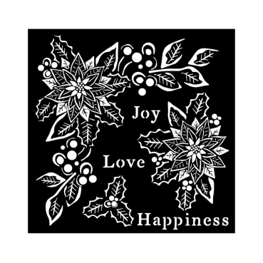 Stamperia Mixed Media Thick Stencil Schablone 18 x 18 cm Joy, Love and Happiness