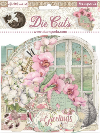 Stamperia Die Cuts Assorted Orchids and Cats