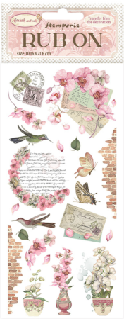 Stamperia Rub-on 4 x 8,5 Inch Orchids and Cats Letters