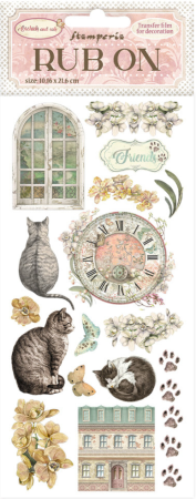 Stamperia Rub-on 4 x 8,5 Inch Orchids and Cats Cat