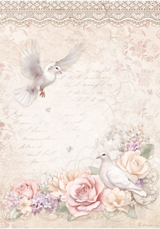 Stamperia Romance Forever Reispapier A4 Doves