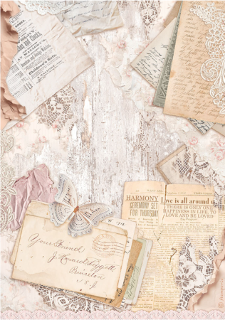 Stamperia Romance Forever Reispapier A4 Letters