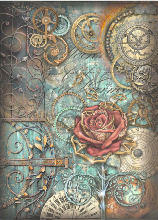 Stamperia Sir Vagabond in Fantasy World Reispapier A4 Mechanical Rose