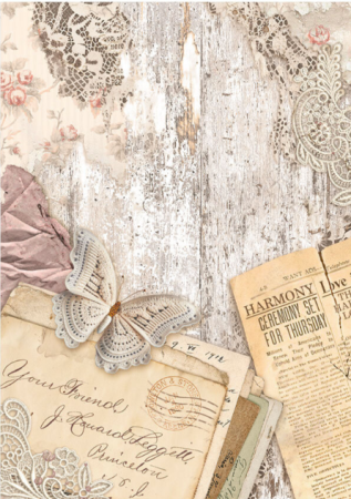 Preview: Stamperia A6 Rice Paper Reispapier Set Backgrounds Romance Forever