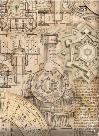 Preview: Stamperia A6 Rice Paper Reispapier Set Backgrounds Sir Vagabond ind Fantasy World