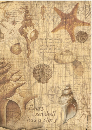 Stamperia A4 Reispapier Rice Paper Sea Land Shells