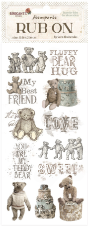 Stamperia Rub-On 4 x 8,5 Inch Brocante Antiques Teddy Bears