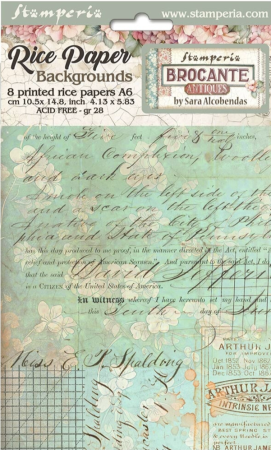 Stamperia Reis Papier Rice Paper Backgrounds A6 Brocante Antiques