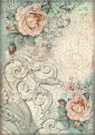 Stamperia A4 Reispapier Rice Paper Brocante Antiques Roses