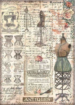 Stamperia A4 Reispapier Rice Paper Brocante Antiques Mannequin