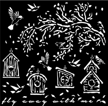 Stamperia Thick Stencil Schablone 18 x 18 cm Garden Nests