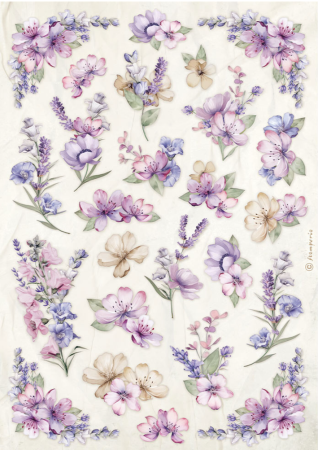Stamperia A4 Reispapier Rice Paper Lavender Flower Pattern