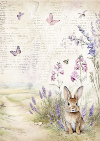 Stamperia A4 Reispapier Rice Paper Lavender Bunny