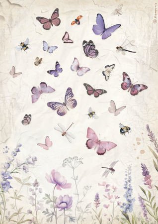 Stamperia A4 Reispapier Rice Paper Lavender Butterfly