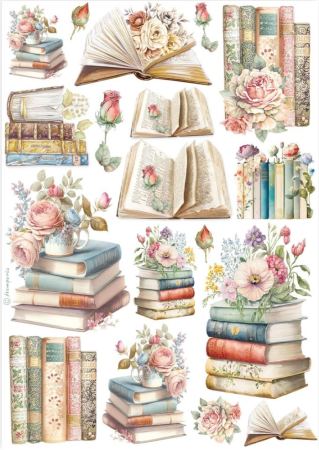 Stamperia A4 Reispapier Rice Paper Books
