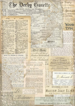 Stamperia A4 Reispapier Rice Paper The Derby Gazette