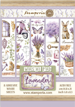 Stamperia Washi Pad 8 Sheets A5 Lavender