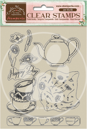 Stamperia Acrylic Stamp 14 x 18 cm Create Happiness Welcome Home Cups
