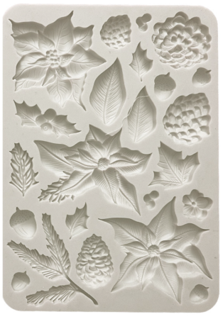Stamperia Silikon Mould A5 Nutcracker Poinsetta and Pinecones