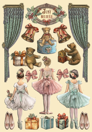 Stamperia Colored Wooden Shape A5 The Nutcracker Ballet and Teddy