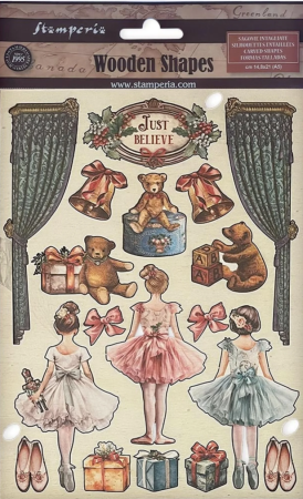 Preview: Stamperia Colored Wooden Shape A5 The Nutcracker Ballet and Teddy