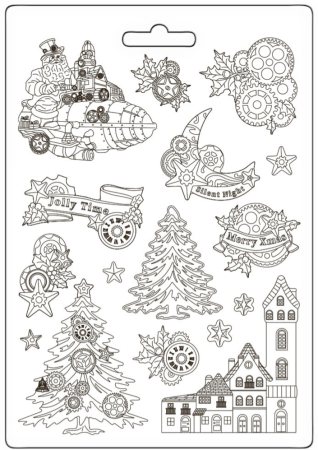 Stamperia Soft Mould A4 Gear up for Christmas Trees and Elements