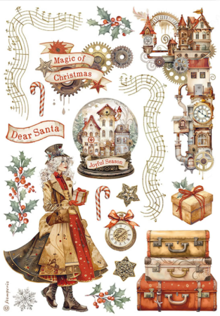 Preview: Stamperia Washi Pad 8 Sheets A5 Gear up for Christmas