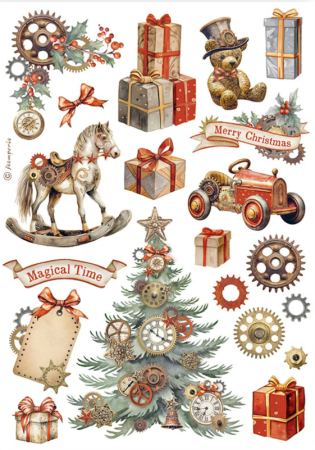 Preview: Stamperia Washi Pad 8 Sheets A5 Gear up for Christmas