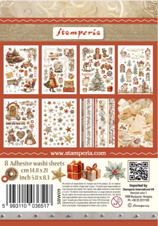 Stamperia Washi Pad 8 Sheets A5 Gear up for Christmas