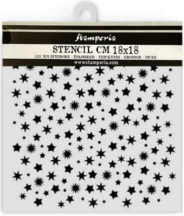 Preview: Stamperia Thick Stencil Schablone 18 x 18 cm Classic Christmas Stars Pattern