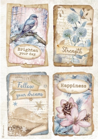 Stamperia A4 Reispapier Rice Paper Create Happiness Dewdrops 4 Cards